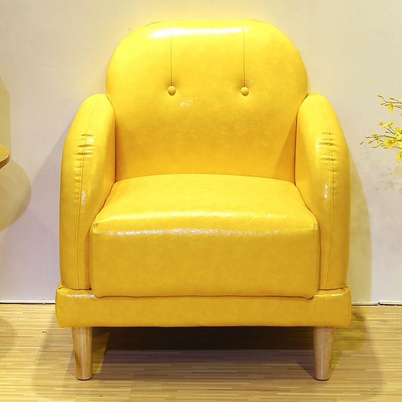 Faux Leather Tufted Back Sofa with Square Arm for Living Room