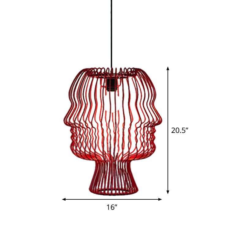 Arc cage métallique en suspension suspendue modernisme modernisme de plafond rouge à tête.