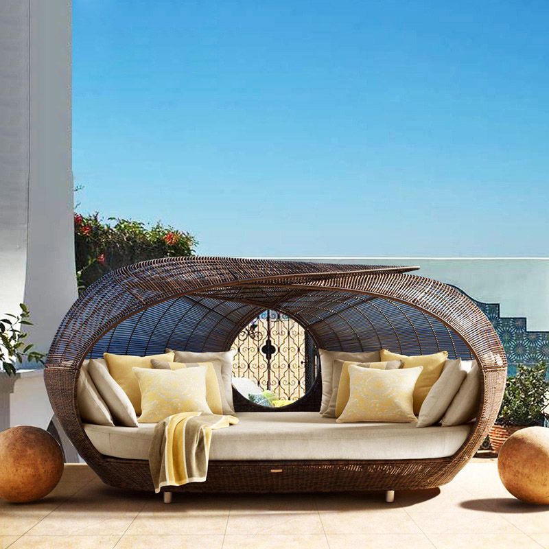 86.6" Wide Round Patio Sofa Tropical Bird's Nest Shaped Outdoor Patio Sofa