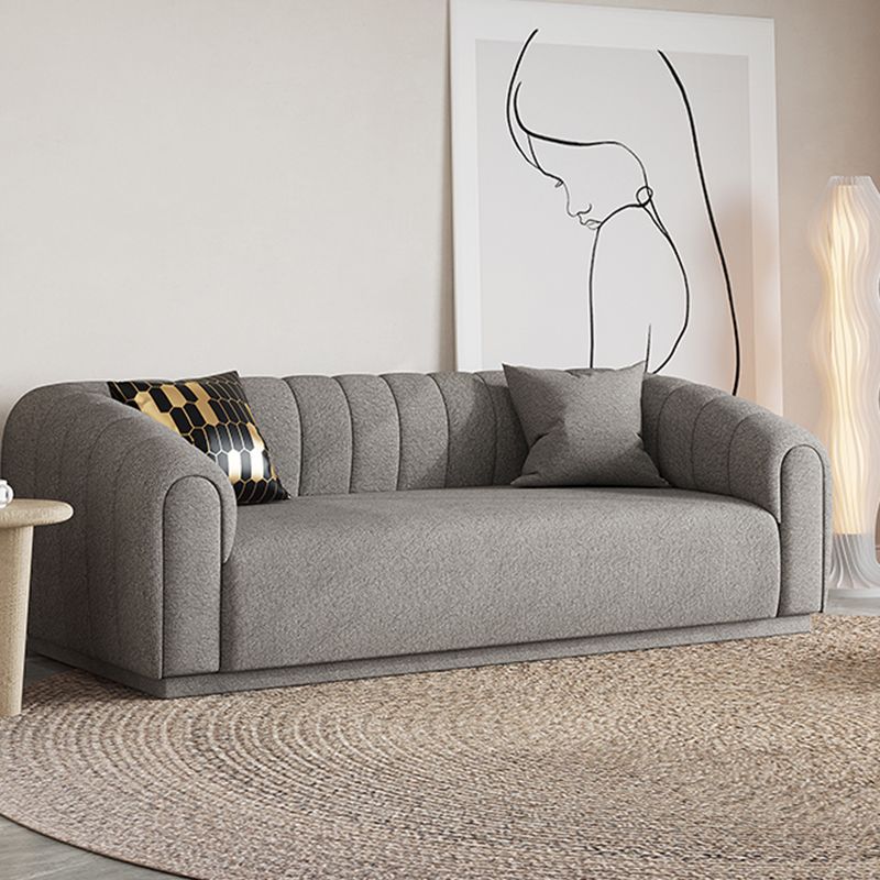 Contemporary Sewn Pillow Back Sofa Tuxedo Arm Wool Sofa - 2/3-Seater
