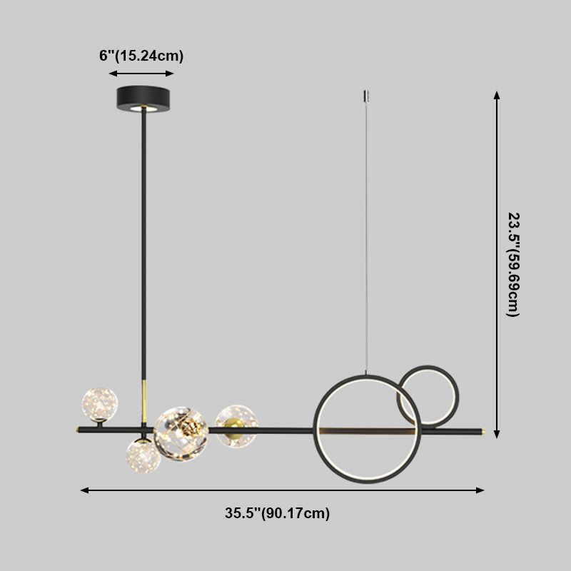 Eigentijdse bol hanglampen glazen eilandverlichting in zwarte afwerking