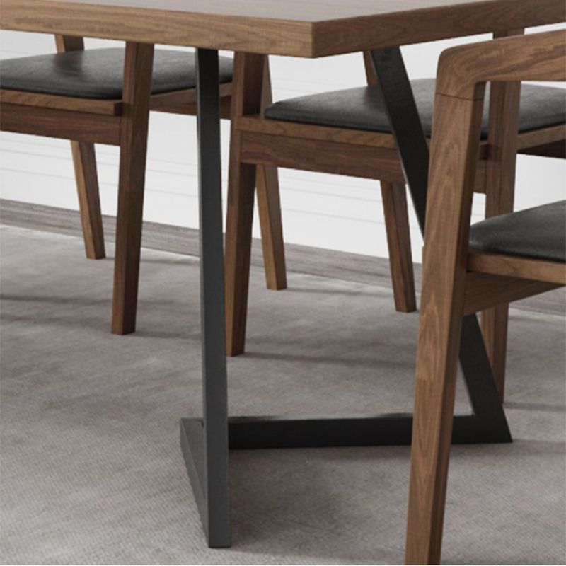 Industrial Double Pedestal Table Metal Frame Rectangle Dining Table