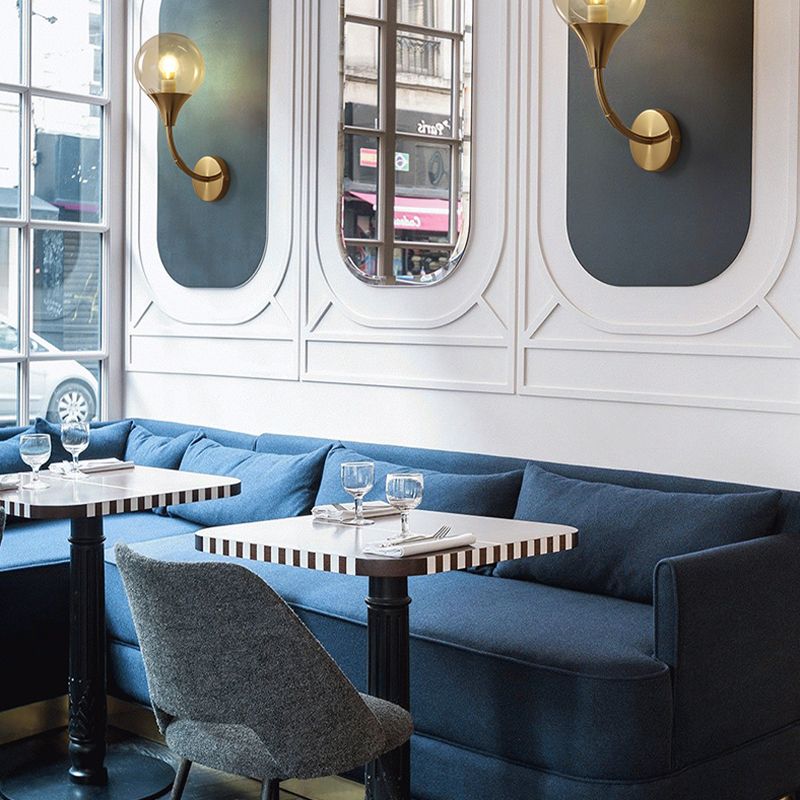 Amber Bare Ball Wall Sconce Retro Style Single Closed Glass Wall Mounted Light Fixture