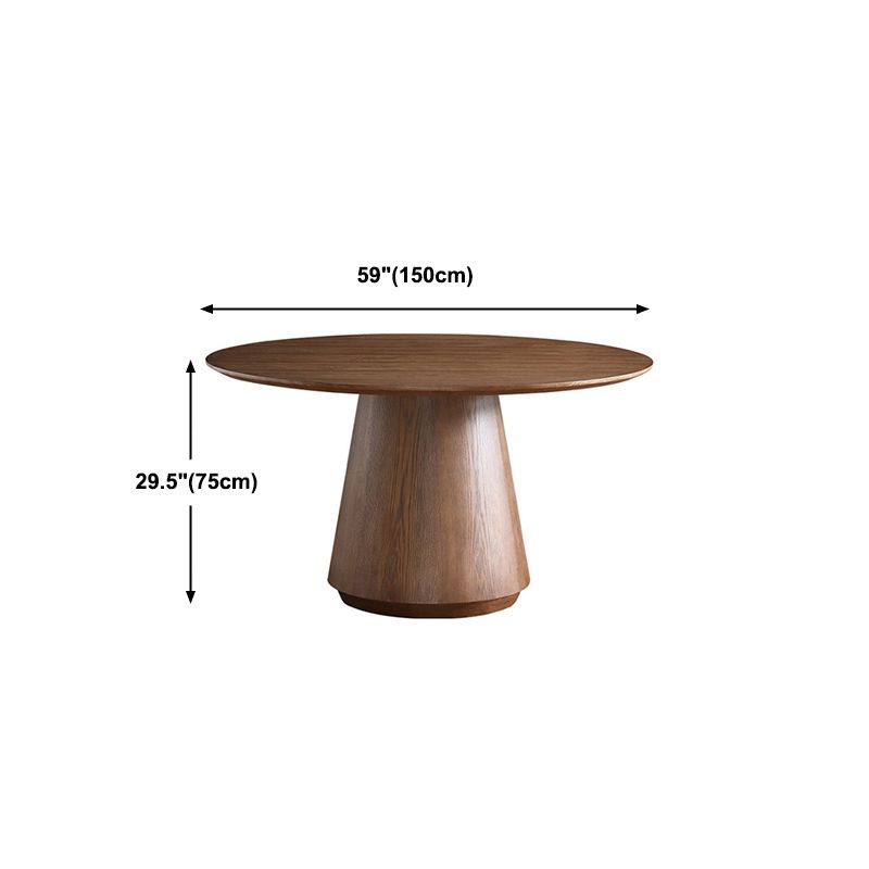 Pedestal Base Is Designed for a Round Coffee Table Made of Walnut Wood