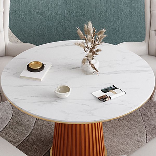 Minimalist Kitchen Standard Dining Table White Sintered Stone Dining Table with Pedestal Base