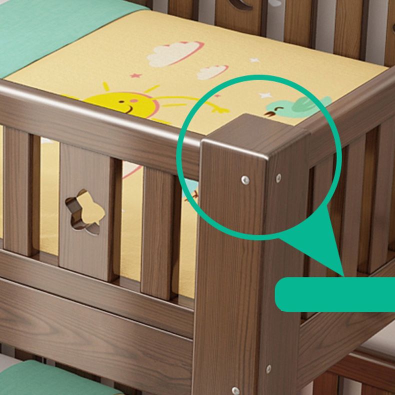 Storage Kids Bed Gender Neutral Solid Wood Bunk Bed with Guardrail