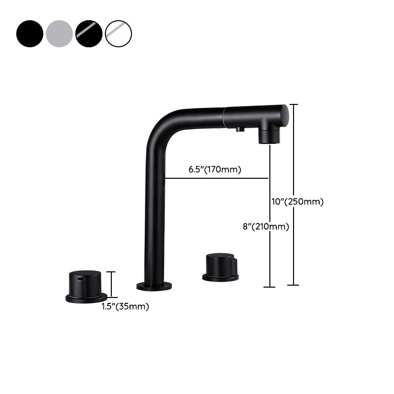 Pull-out Widespread Sink Faucet 2-Handle Vessel Sink Faucet with Angle Valve and Drain