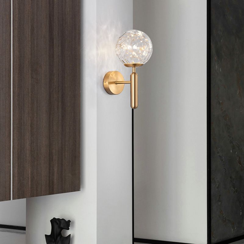 Glass Spherical Shape Wall Lights Modern Style 1 Light Wall Sconce for Bedroom