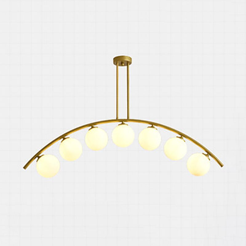 Modern Dining Chandelier Light Round Glass Shade Ceiling Hanging Light for Dining Room