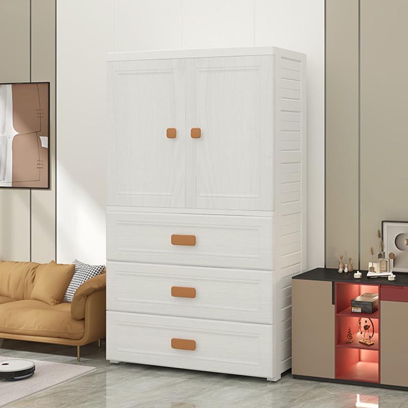White Plastic Wardrobe Armoire with Legs Contemporary Wardrobe Closet