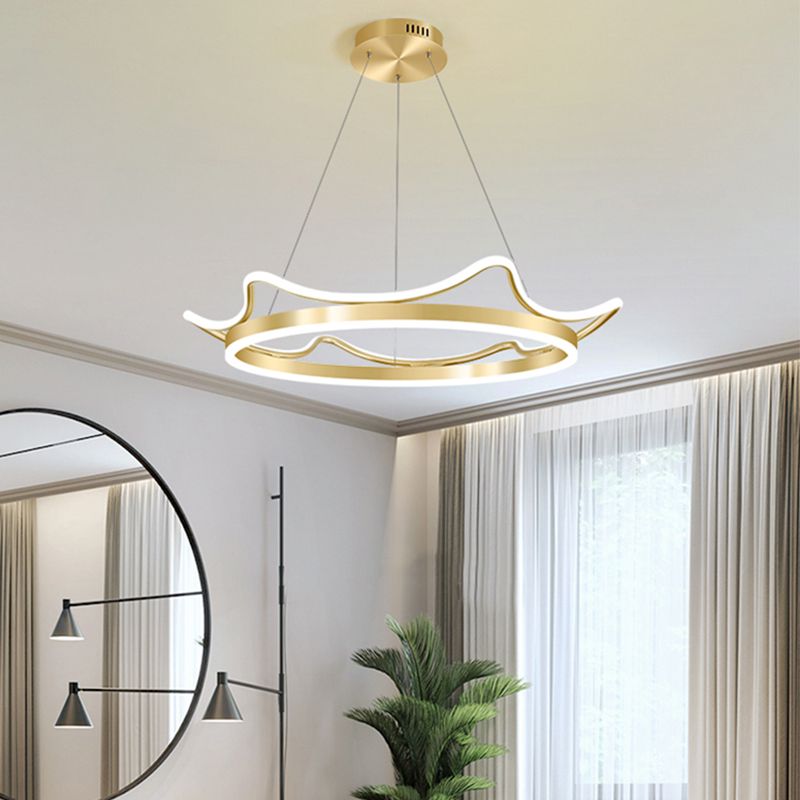 Lámparas de lámparas de lámpara de aluminio modernas Corona de lámparas colgantes de suspensión de 2 luces