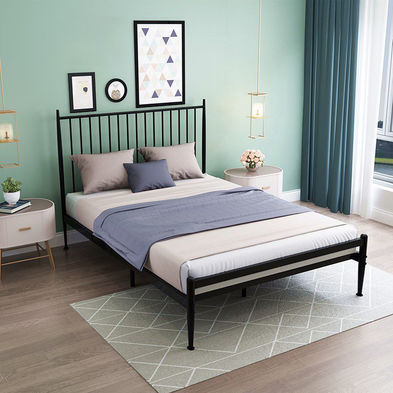 Industrial Slat Bed Rectangular Standard Bed with Custom Gold Leg