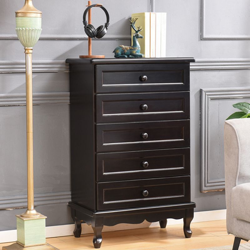 Mid-Century Modern Wood Accent Chest with Drawers Side Cabinet