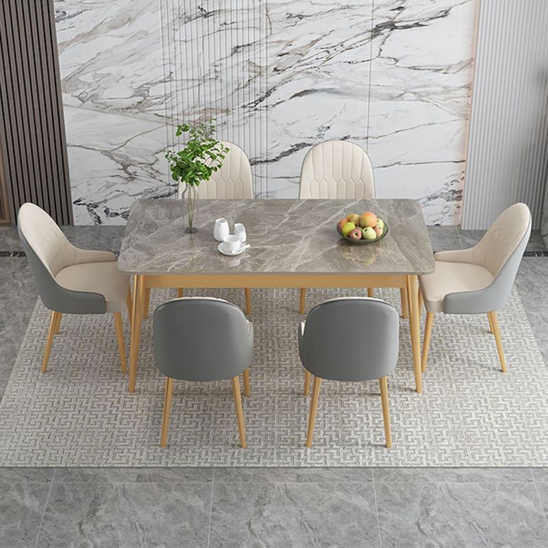 Traditional Luxury Rectangle Dining Table Stone Dinner Table with 4-foot