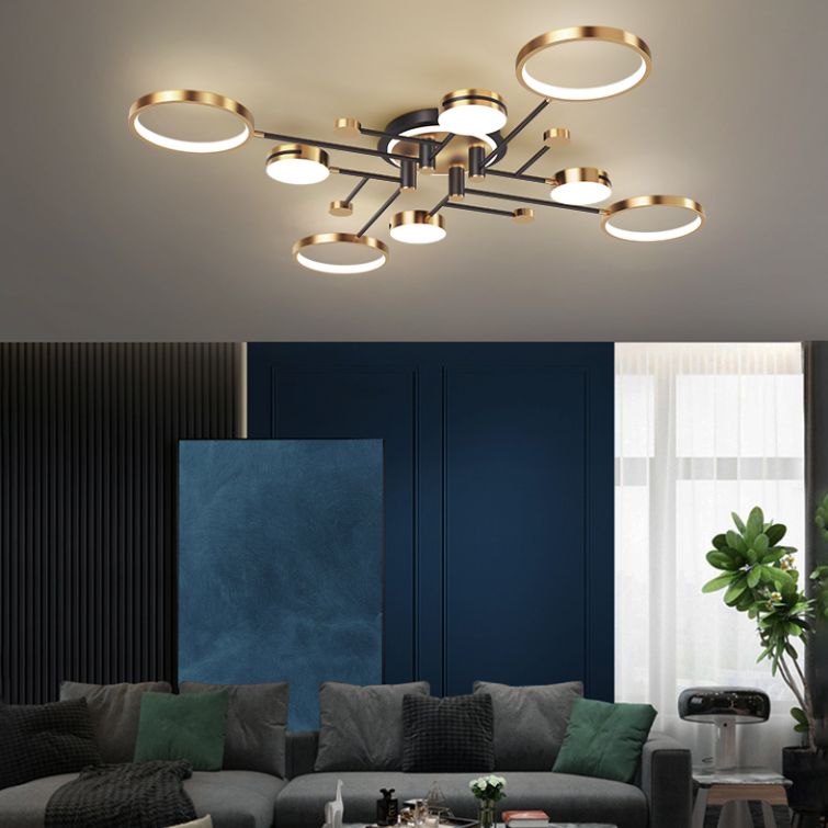 New Modern Metal Flush Light Sputnik Semi Flush Ceiling Light Fixtures for Living Room