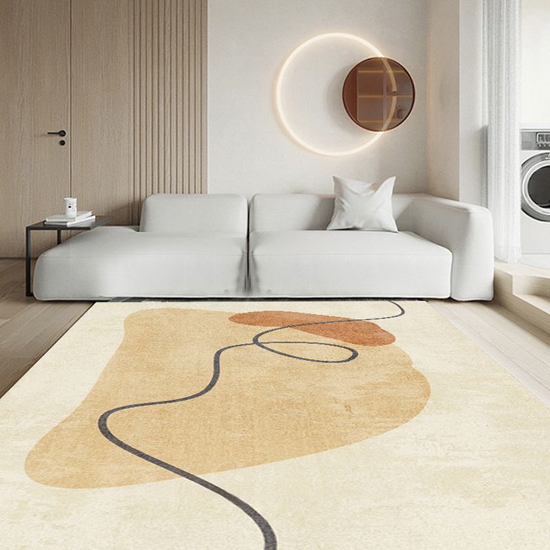 Orange Casual Rug Polyester Abstract Area Rug Non-Split Carpet for Living Room