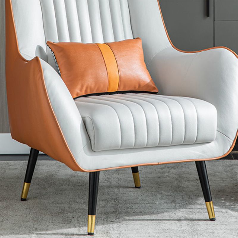 Contemporary Bonded Leather Arms Included Basic Four Leg Accent Armchair