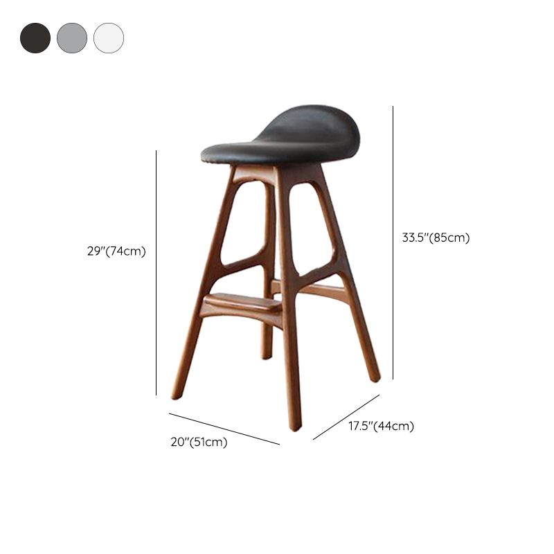Industrial Ash Solid Wood Counter Stool Low Back Bar Stool with Footrest