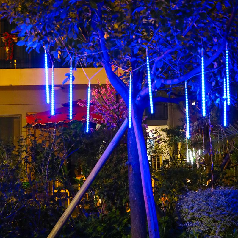 1.5ft Meteor Shower Solar String Light Contemporary 10 Heads Outdoor LED Fairy Lighting