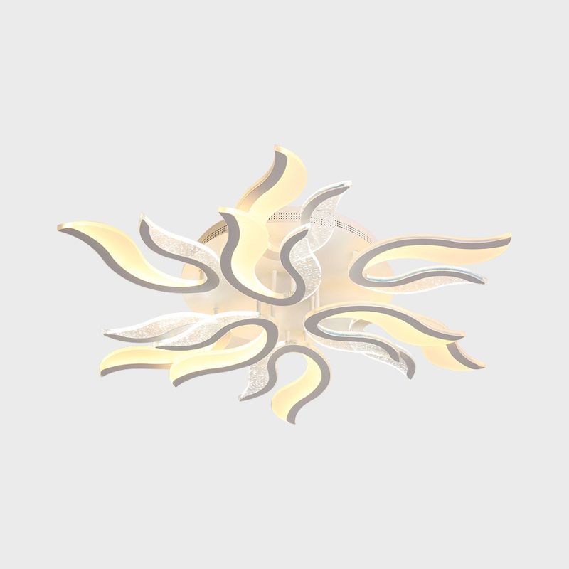 Creative Modern Flame Flower Ceiling Fixture Acrylic Bedroom LED Semi Flush Mounted Lamp in Warm/White Light, 31.5"/39"/49" Wide