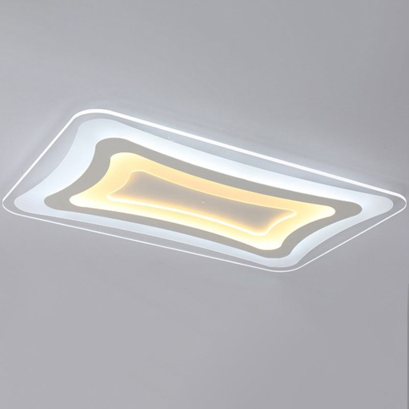 White Thin Rectangular Flush Mount Light Contemporary LED Acrylic Ceiling Light Fixture in Warm/White Light