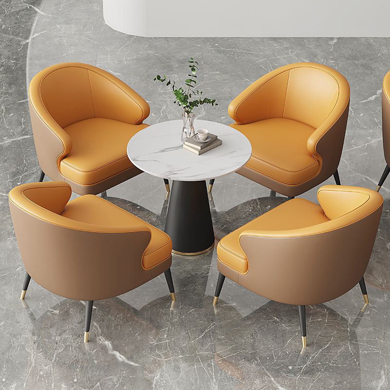 23.62" Wide Arm Chair Faux Leather Recessed Arms Accent Chair