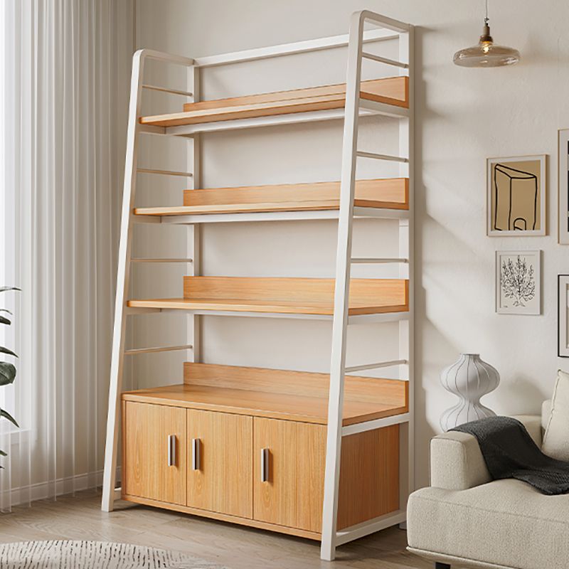 Ladder Open Back Bookshelf Modern Style Engineered Wood Bookcase with Shelves