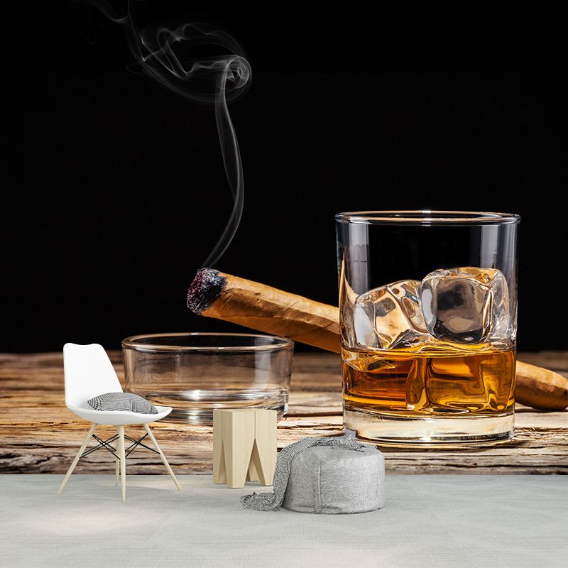 Liquor Print Mural Wallpaper Modern Non-Woven Textured Wall Covering in Soft Color