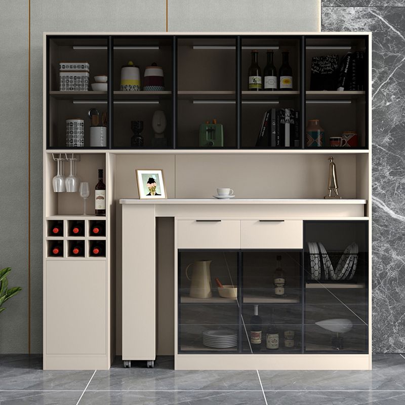 Contemporary Style Stone Rectangle Bar Height Table for Living Room