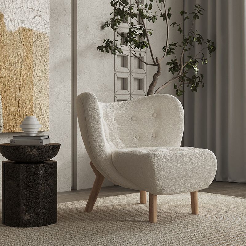 Nordic Armless Pine Basic Four Leg Fixed Back Slipper Accent Chair