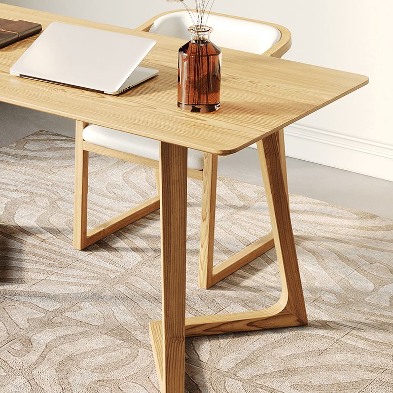 Moderne dennenhouttafel voor restaurant rechthoek binnen tafel met dubbele voetstuk