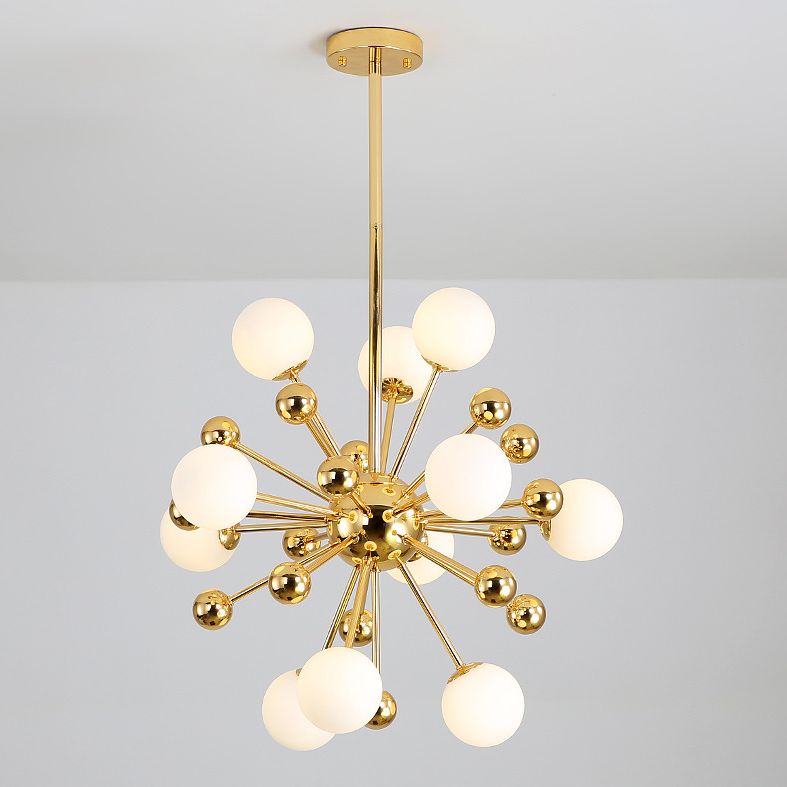 Postmoderne starburst metaal hangende kroonluchter lichtglasschaduw plafond kroonluchter in goud voor woonkamer