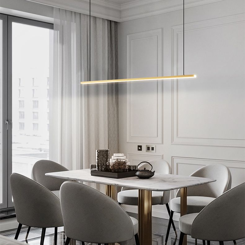 Contemporary Hanging Light Linear Metal Island Light Fixture for Dining Room