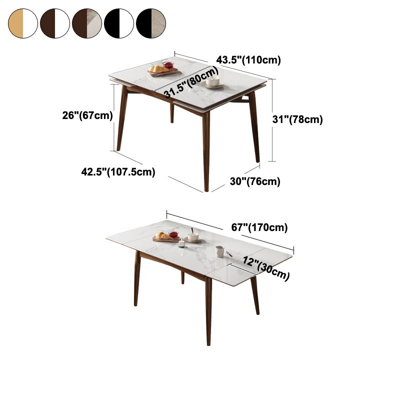 Midcentury Stone Dining Table Rectangle 4 Legs Furniture,43.3"L x 31.5"W x 30.7"H