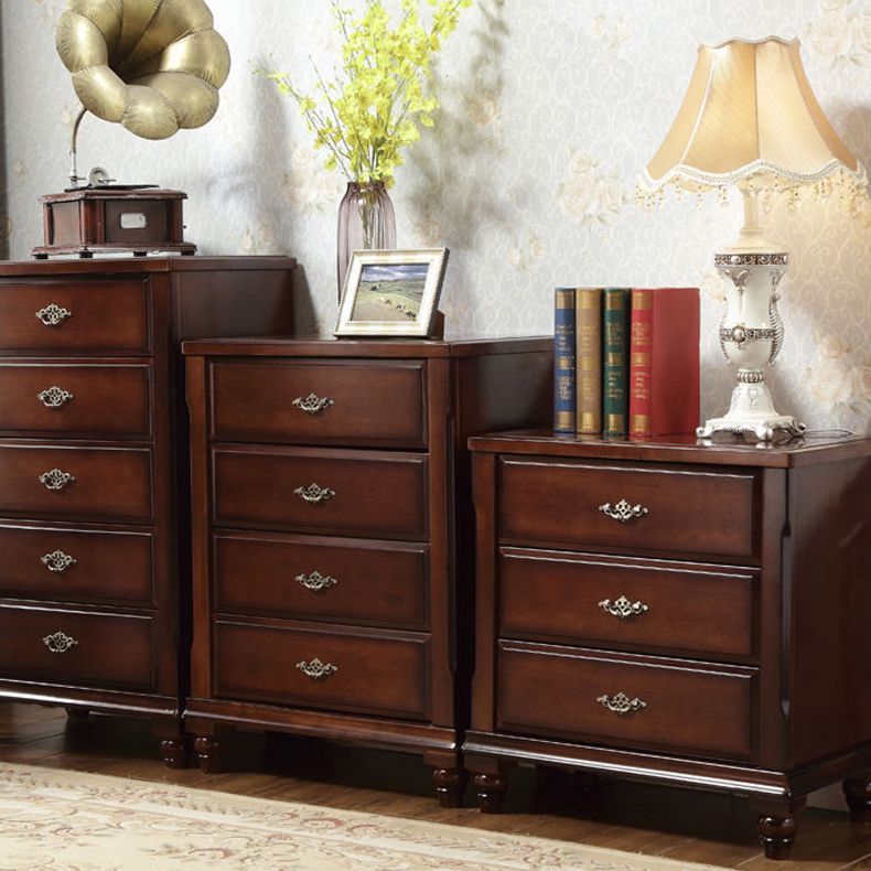 Dark Brown 3/4/5 Drawer Chest 26.57" Wide Solid Wood Accent Chest