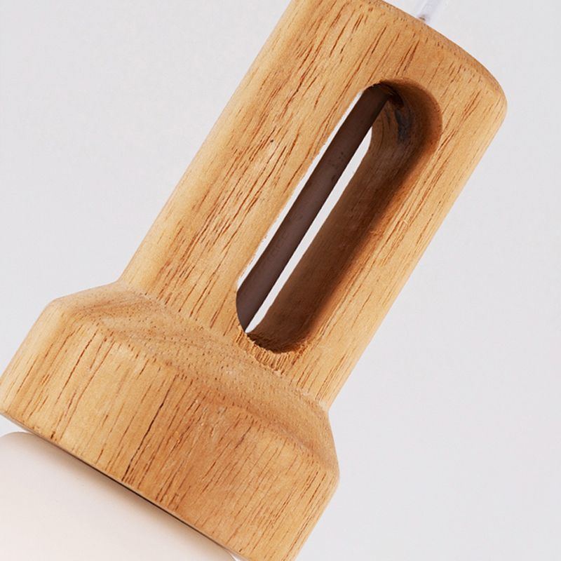 Glass Tapered Hanging Lamp in Modern Concise Style Wooden Indoor Pendant Light