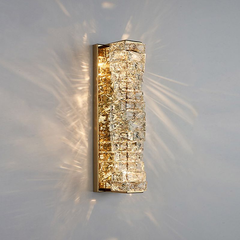 Modern Style Wall Sconce 1-Light Wall Mount Lamp with Crystal Shade for Bedroom