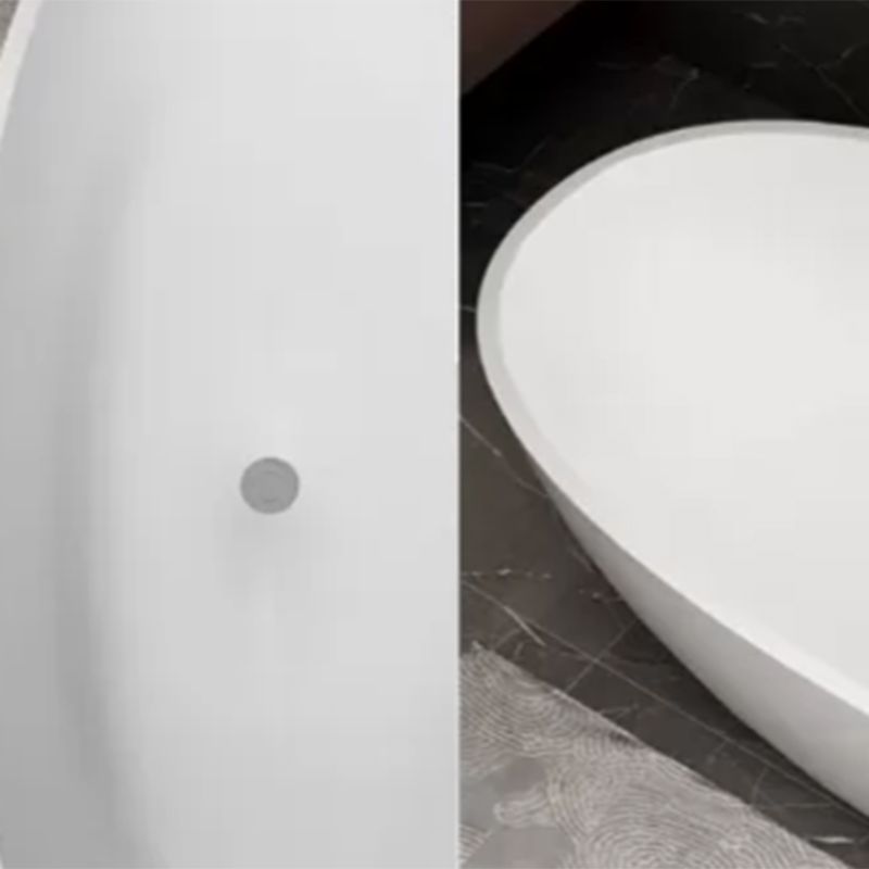 Stone Soaking Bathtub Antique Finish Back to Wall Oval Bath Tub
