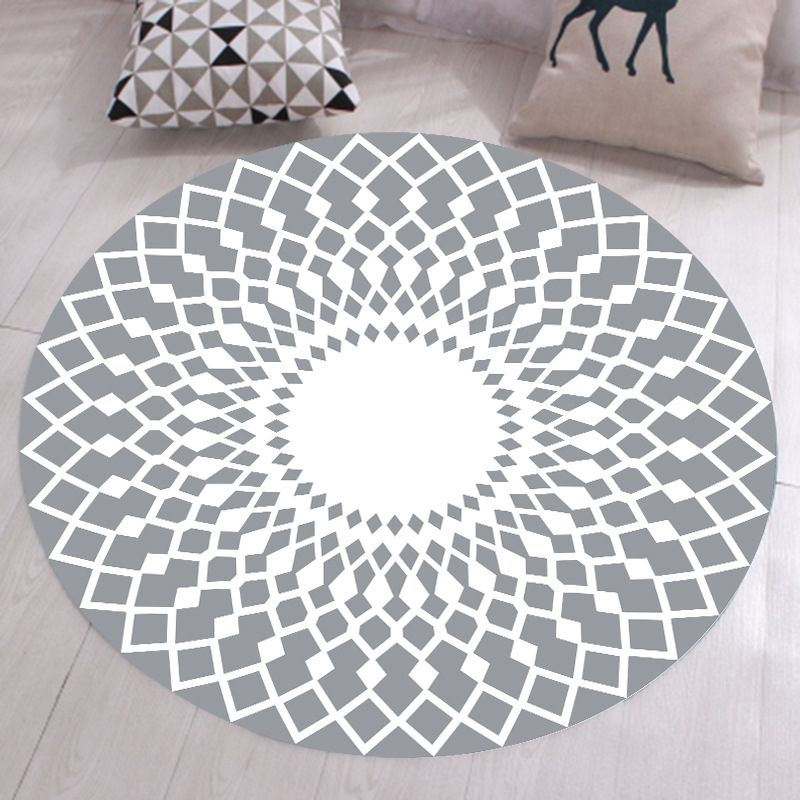Blue Modern Rug Cotton Geometric Rug Non-Slip Backing Rug for Living Room
