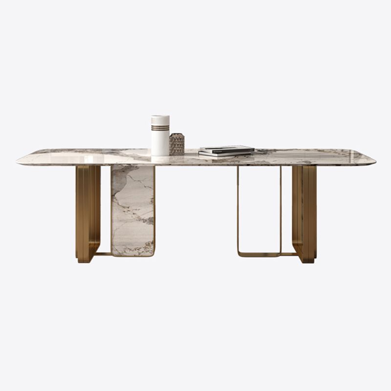 Glam Gesinterde Steengrijze Eettafel Standaard Rechthoekige Eettafel voor Keuken
