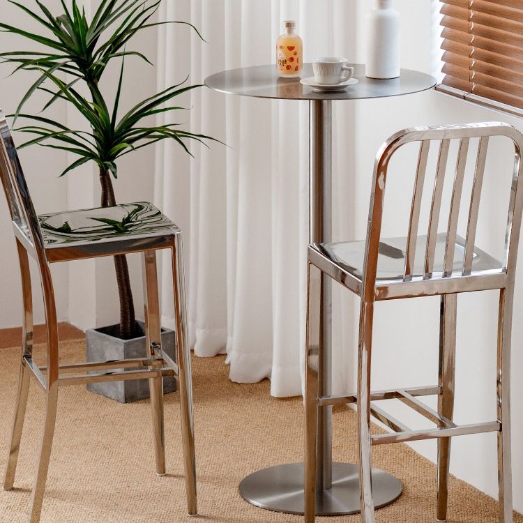 Metal Industrial Round Dining Table Steel Top Table with Pedestal Base