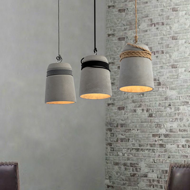 Bell Suspension Lighting Simplicity Cement Single-Bulb Dining Room Pendant Ceiling Light