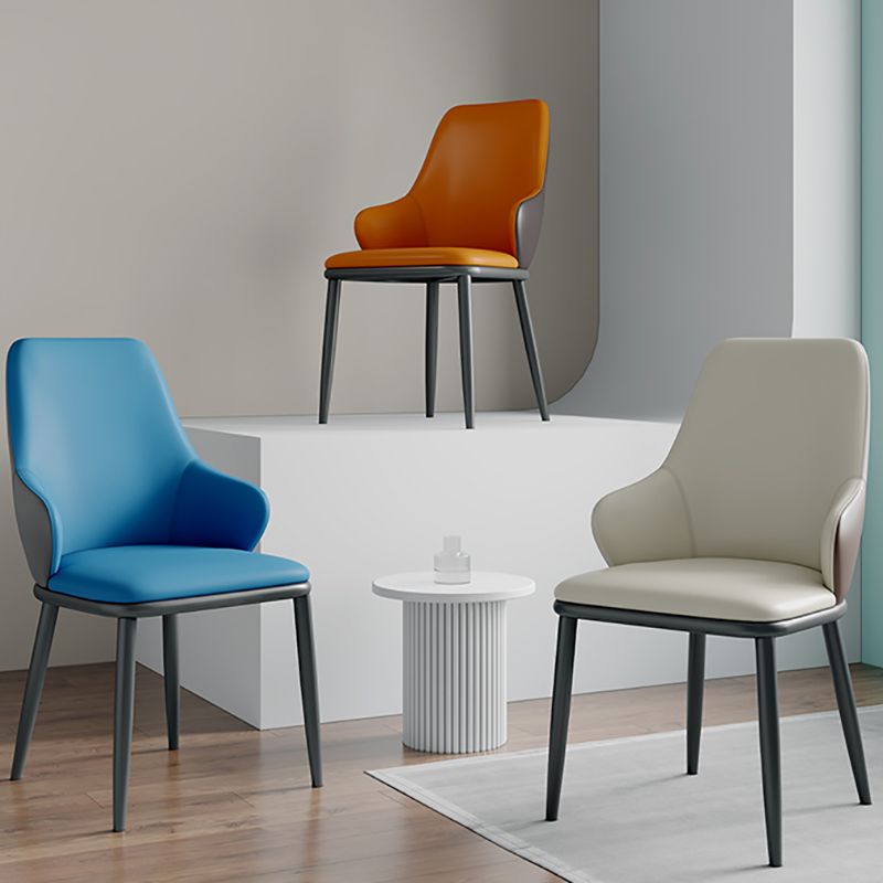 Sillas de comedor con respaldo sólido y brazo de diseño industrial, sillas de comedor de cuero para cocina