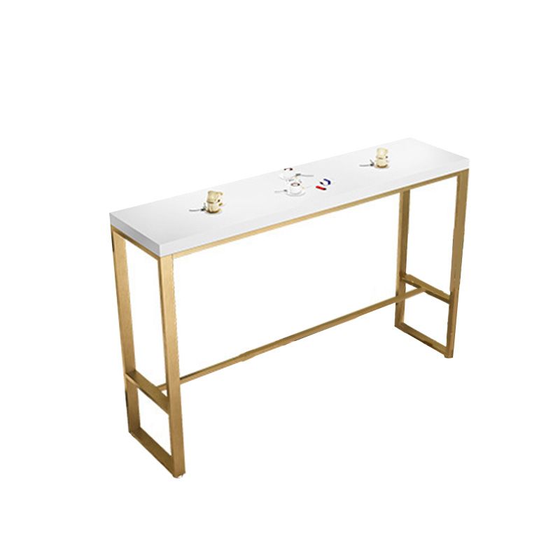 Glam Bar-height Table Solid Wood Top Pub Table with Gold Metal Base