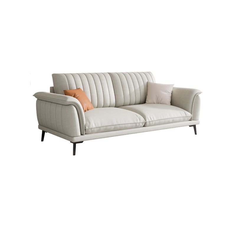 Glam Sewn Pillow Back Flared Arm Living Room Faux Leather Seating