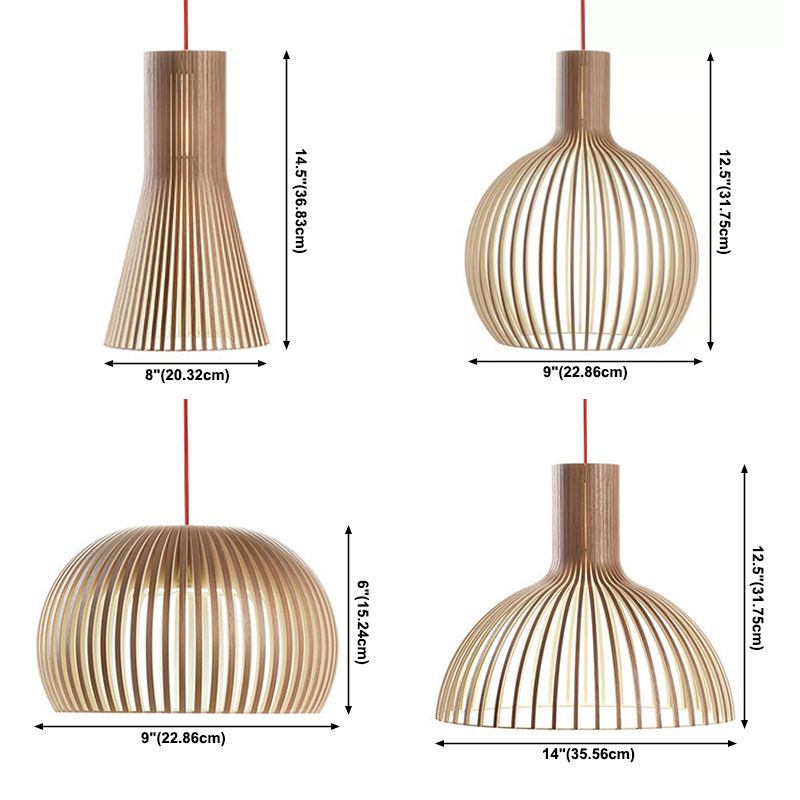Wood Geometric Shape Pendant Light Modern Style 1 Light Pendant for Living Room