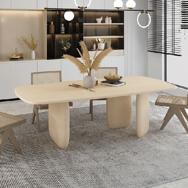 Pine Solid Wood Table Modern Rectangle Dining Table with 3 Legs for Restaurant