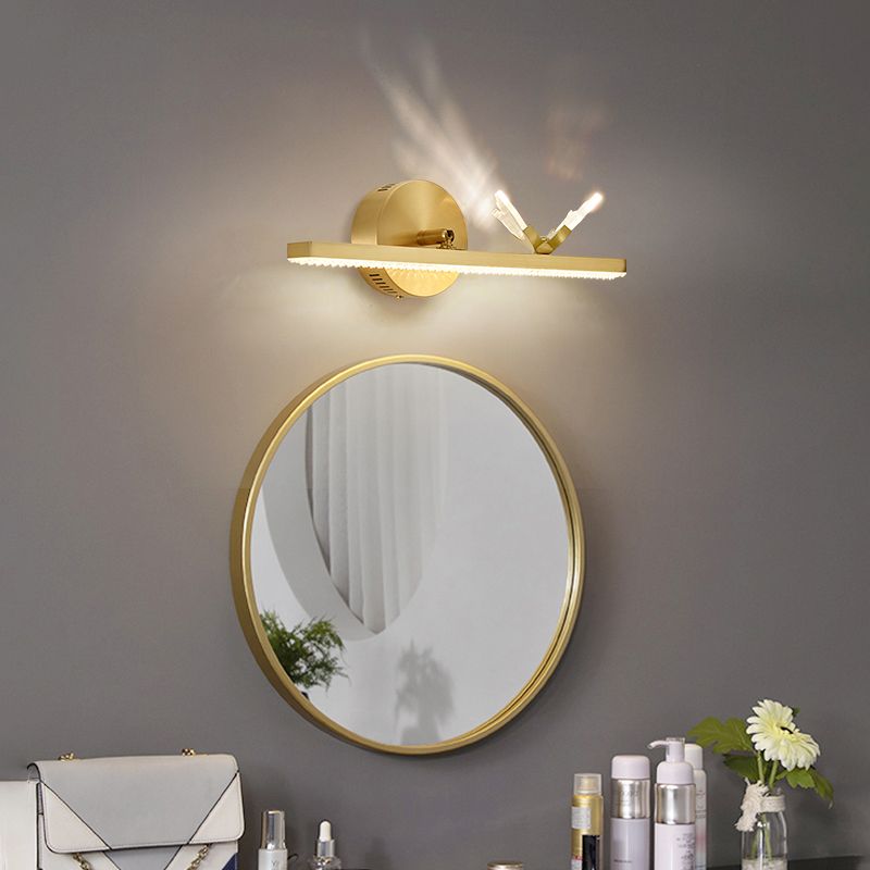 Modern Copper Linear Wall Mount Light Fixture 1-Light Wall Lamp for Bathroom