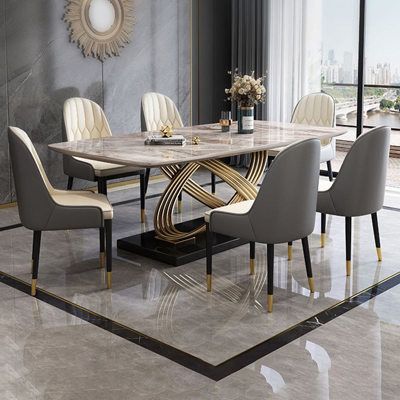 Nordic Glam Rectangle Sintered Stone Table Set 1/4/5/7 Pieces Dining Set