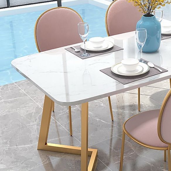 Modern Fixed Dining¬†Room¬†Table¬†Set Marble Top Kitchen Dining Furniture with 4 Legs Base